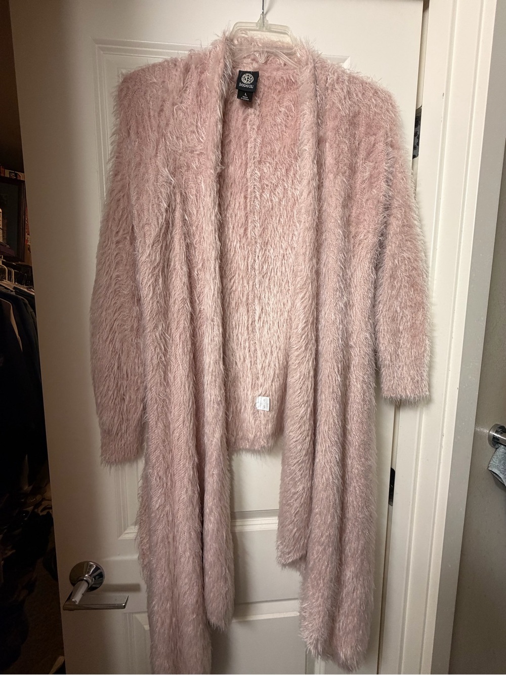 bobeau Blush Pink Eye-Lash Open-Front Cardigan